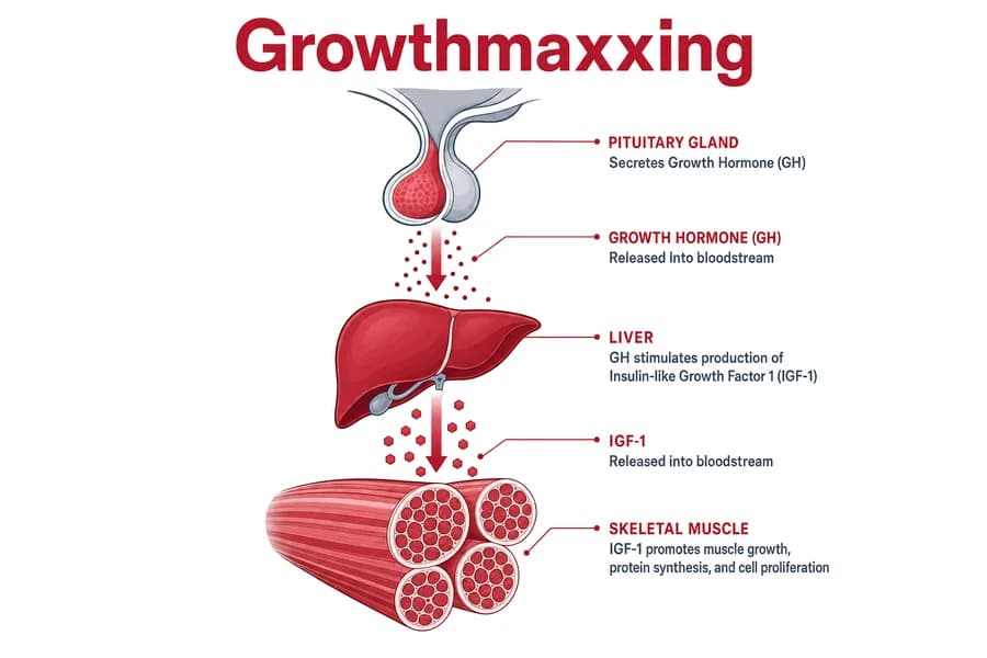 Growthmaxxing Peptides clinical diagram — Clavicular Peptides